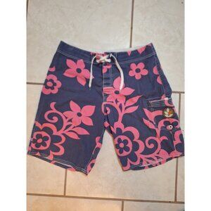 EVER Swim Shorts Trunks Mens 30 Board Cargo Pink Tropical Floral Beach Cotton US